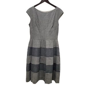 Lela Rose Short Sleeve Bouffant Paneled Wool Gray Dress Size 12